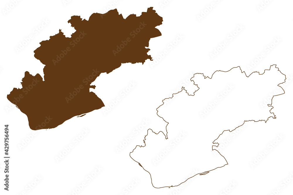 Rheingau-Taunus district (Federal Republic of Germany, rural district Darmstadt region, State of Hessen, Hesse, Hessia) map vector illustration, scribble sketch Rheingau Taunus Kreis map
