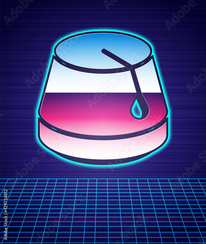 Retro style Turkish hat icon isolated futuristic landscape background. 80s fashion party. Vector