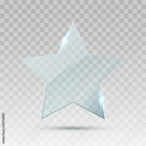 Star isolated. Transparent glass star shape. Vector illustration