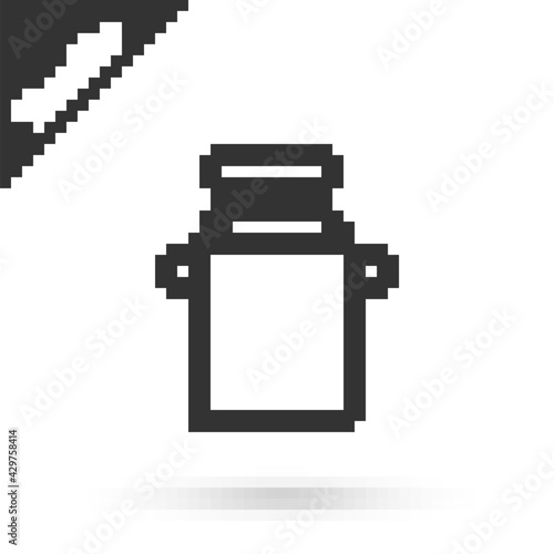 Grey line Can container for milk icon isolated on white background. Vector