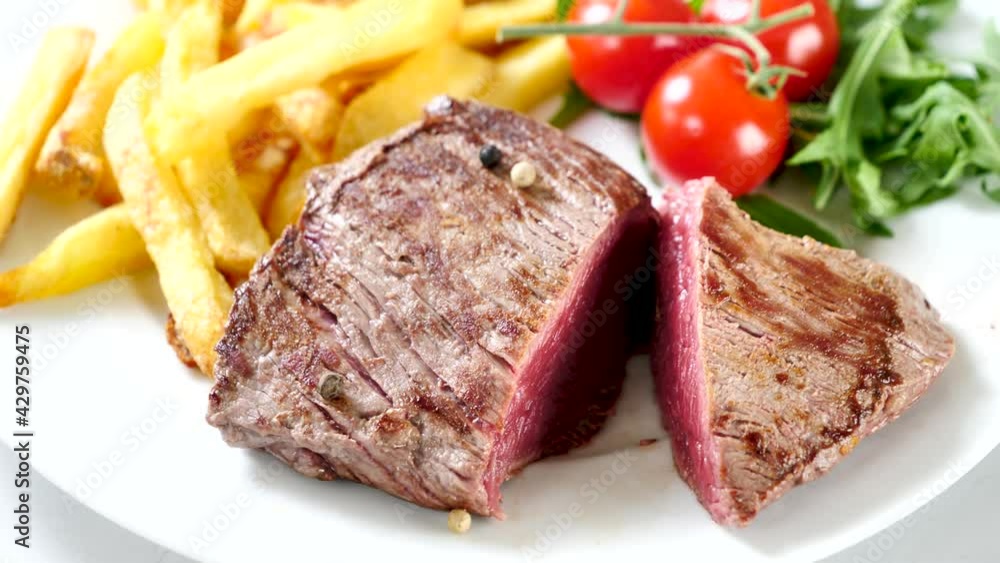 grilled beef and French fries grilled beef and French fries