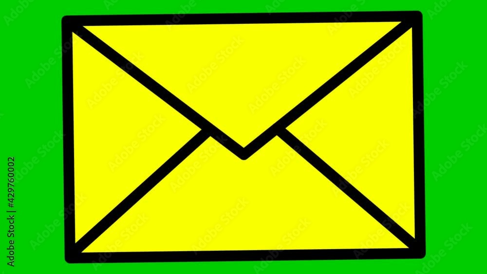 Animated yellow icon of envelope. Symbol of e-mail. Concept of communication, mail, post, message, letter. Looped video. Vector illustration isolated on green background.
Animated yellow icon of envelope. Symbol of e-mail. Concept of communication, mail, post, message, letter. Looped video. Vector illustration isolated on green background.