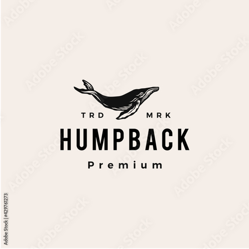humpback whale hipster vintage logo vector icon illustration