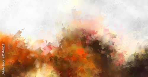 Abstract background of colorful brush strokes. Brushed vibrant wallpaper. Painted artistic creation. Unique and creative illustration.