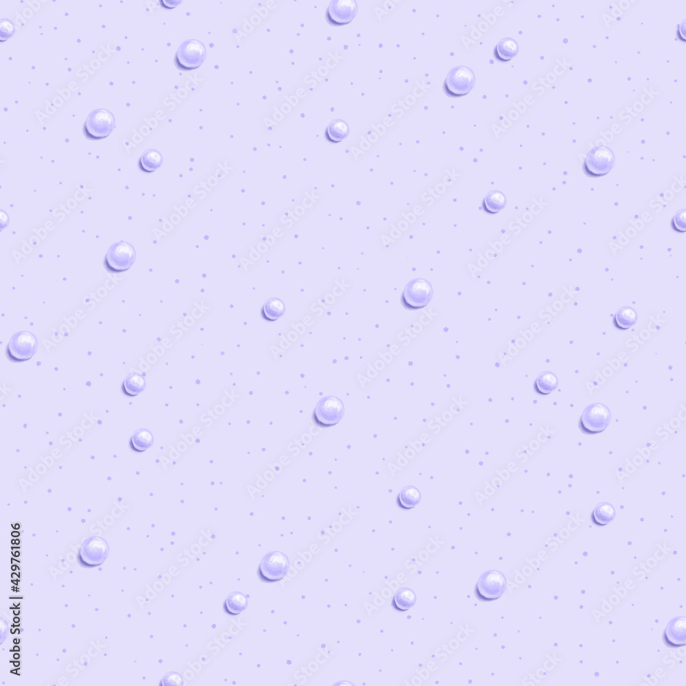 Seamless pattern with beautiful pearls on lavender background. Ocean background.