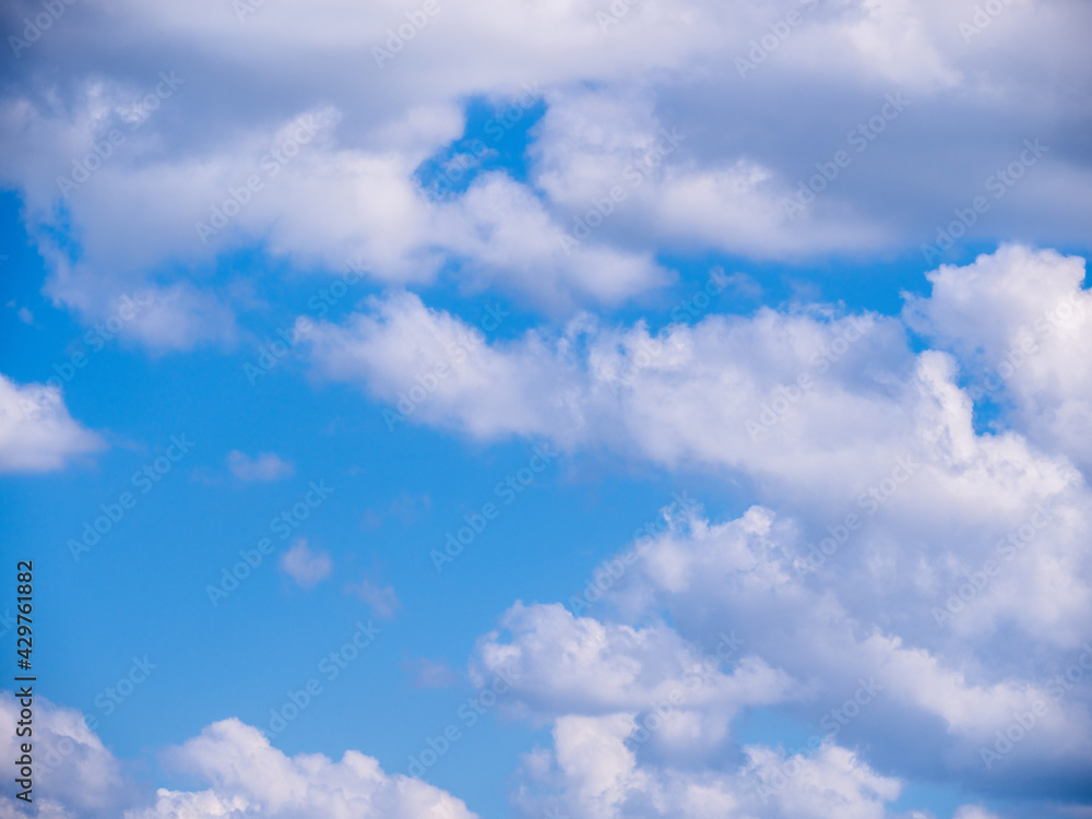 Cloud on blue sky background - zoom and details on clouds - free space to write - high resolution photo