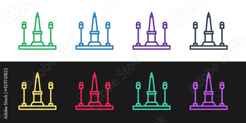 Set line Place De La Concorde in Paris, France icon isolated on black and white background. Vector