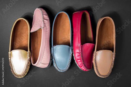 Flat elegant leather women shoes