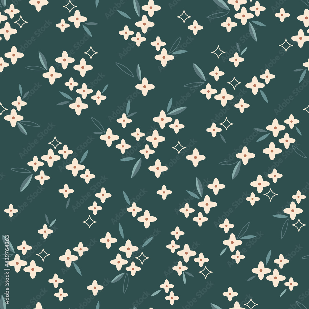 Ditsy floral vector seamless pattern. Bohemian flower print. Tiny calico folksy bloom decorative background Ditsy floral vector seamless pattern. Bohemian flower print. Tiny calico folksy bloom decorative background
