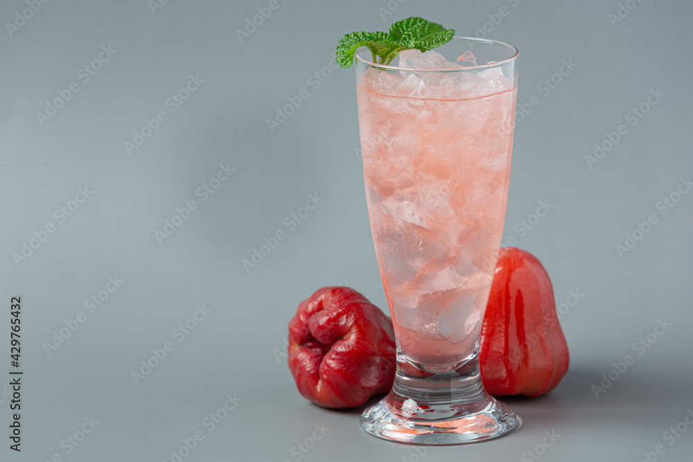 Rose apple juice on white background Rose apple juice on white background
