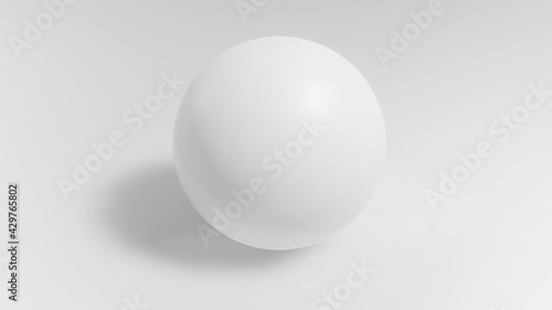White perfect sphere on white grey background, soft minimal 3D render design.