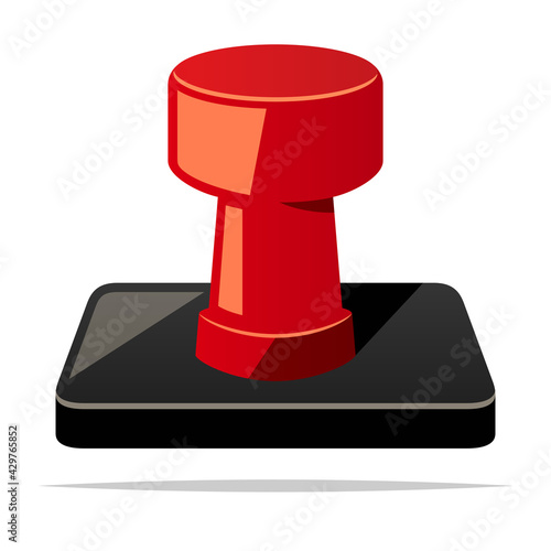 Rubber stamp with red handle vector isolated illustration