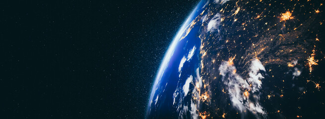 Planet earth globe view from space showing realistic earth surface and world map as in outer space point of view . Elements of this image furnished by NASA planet earth from space photos.