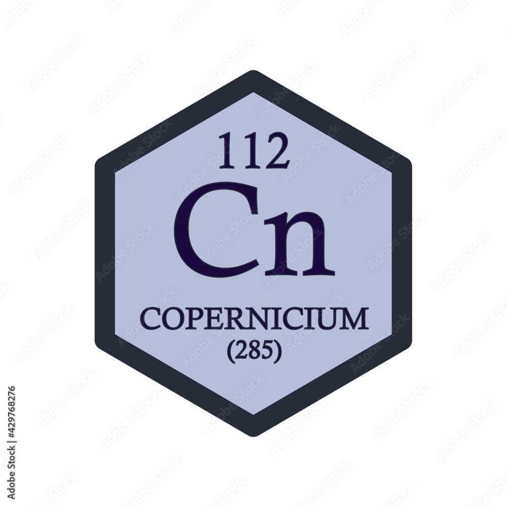 Cn Copernicium Chemical Element Periodic Table. Hexagon vector illustration, simple clean style Icon with molar mass and atomic number for Lab, science or chemistry education. Cn Copernicium Chemical Element Periodic Table. Hexagon vector illustration, simple clean style Icon with molar mass and atomic number for Lab, science or chemistry education.