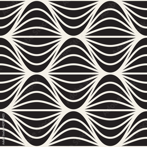 Vector seamless pattern. Repeating abstract background. Black and white geometric lattice design. Modern stylish texture.