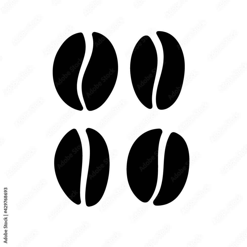 Coffee beans. Set of fresh roasted coffee beans isolated on white background. Group of coffee beans, caffeine symbol. Vector flat illustration. Coffee icon logo design. Coffee beans. Set of fresh roasted coffee beans isolated on white background. Group of coffee beans, caffeine symbol. Vector flat illustration. Coffee icon logo design.