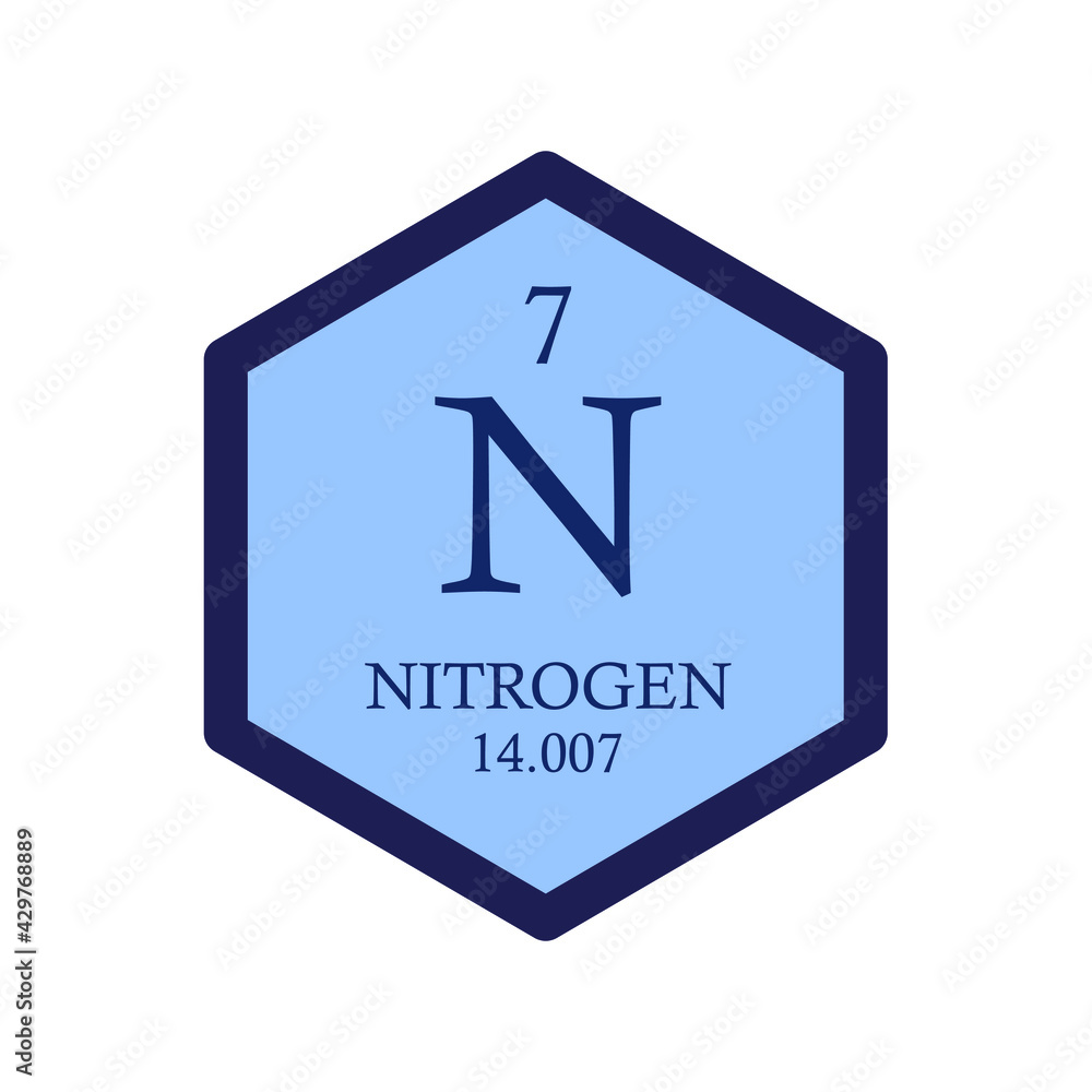 N Nitrogen Non reactive metal Chemical Element Periodic Table. Hexagon vector illustration, simple clean style Icon with molar mass and atomic number for Lab, science or chemistry education. N Nitrogen Non reactive metal Chemical Element Periodic Table. Hexagon vector illustration, simple clean style Icon with molar mass and atomic number for Lab, science or chemistry education.