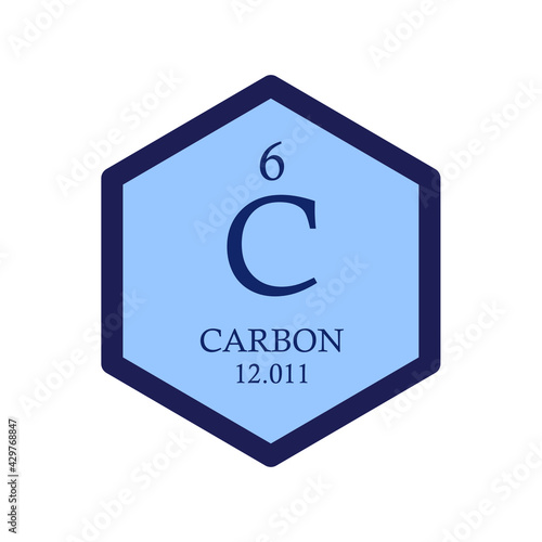 C Carbon Non reactive metal Chemical Element Periodic Table. Hexagon vector illustration, simple clean style Icon with molar mass and atomic number for Lab, science or chemistry education.