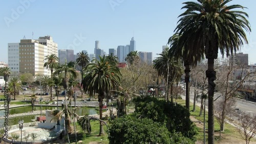 Wallpaper Mural Aerial Los Angeles Downtown MacArthur Park and Palm Trees Elevate California USA Torontodigital.ca