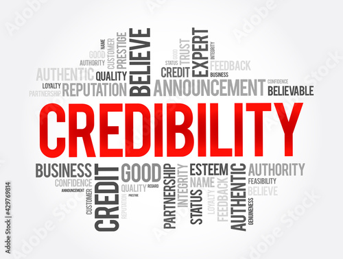 Credibility word cloud collage, business concept background
