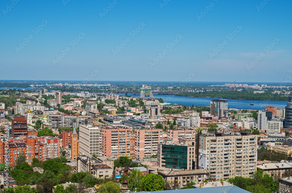 Birds eye view of rooftops of Dnipro city