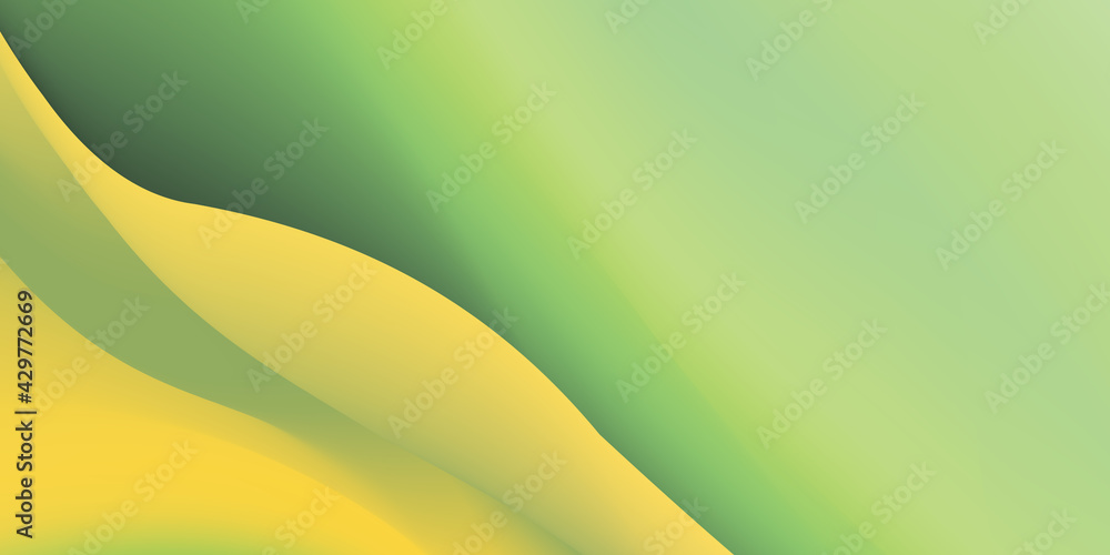 Abstract liquid background design, yellow and green paint color flow ...