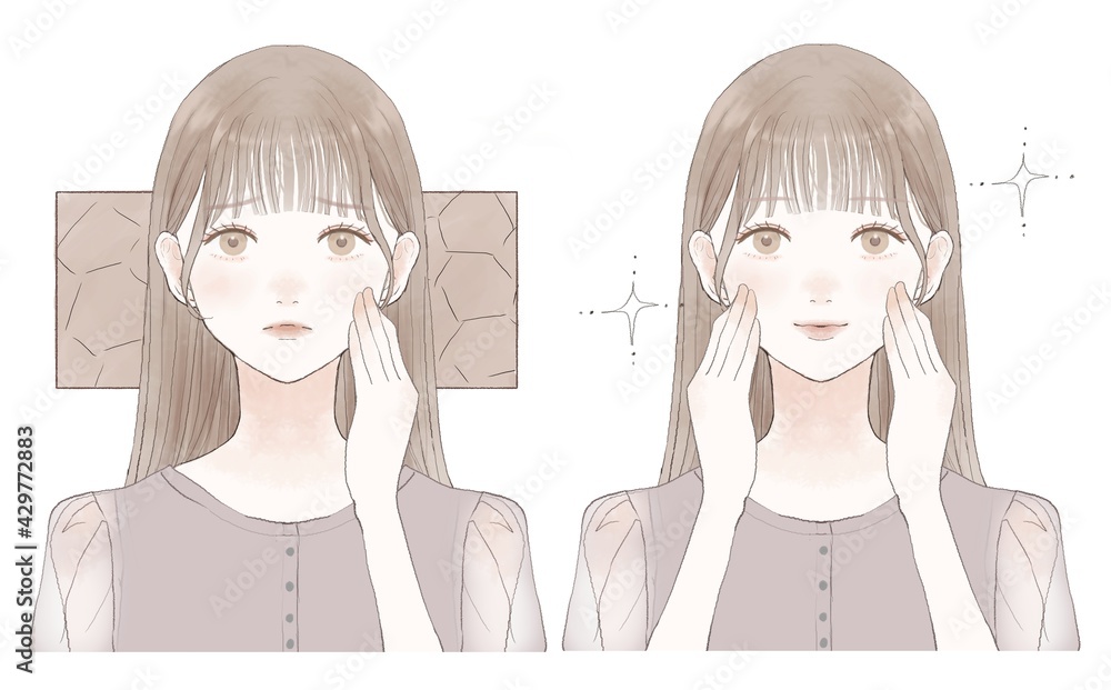 女性 乾燥肌 ビフォーアフター Stock イラスト Adobe Stock 女性 乾燥肌 ビフォーアフター Stock イラスト Adobe Stock