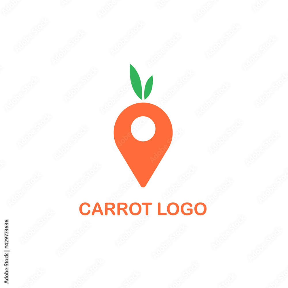 Fototapeta premium carrot pin logo icon design vector, market logo design