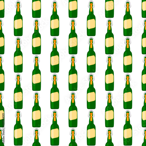 Illustration on theme seamless beer glass bottles with lid for brewery