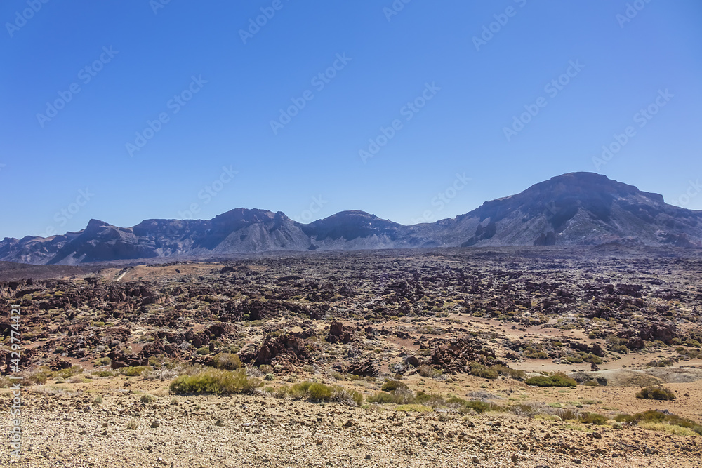 Dramatic moon-like scenery (Paisaje Lunar) at Las Canadas caldera in Teide National Park (Parque nacional del Teide). Tenerife, Canary Islands, Spain. Dramatic moon-like scenery (Paisaje Lunar) at Las Canadas caldera in Teide National Park (Parque nacional del Teide). Tenerife, Canary Islands, Spain.