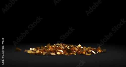 Gold dollar sign crumbling, animated 3D CGI