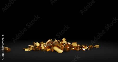 Gold euro sign crumbling, animated 3D CGI