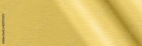 Wide Shiny smooth line metal gold color background Bright vintage Brass plate chrome panorama texture concept simple bronze foil panel hard backdrop design, panoramic golden light polished banner top