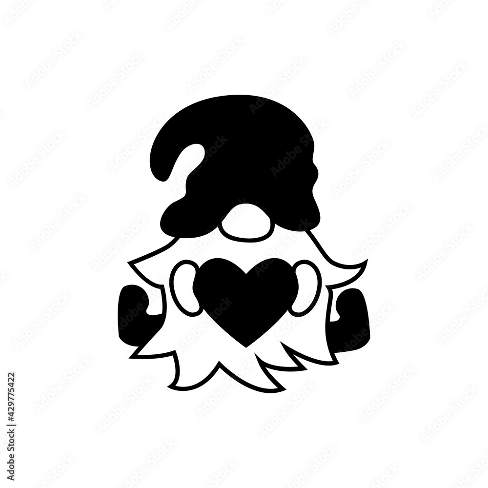 Gnome with heart on white background. Vector illustration. Gnome with heart on white background. Vector illustration.