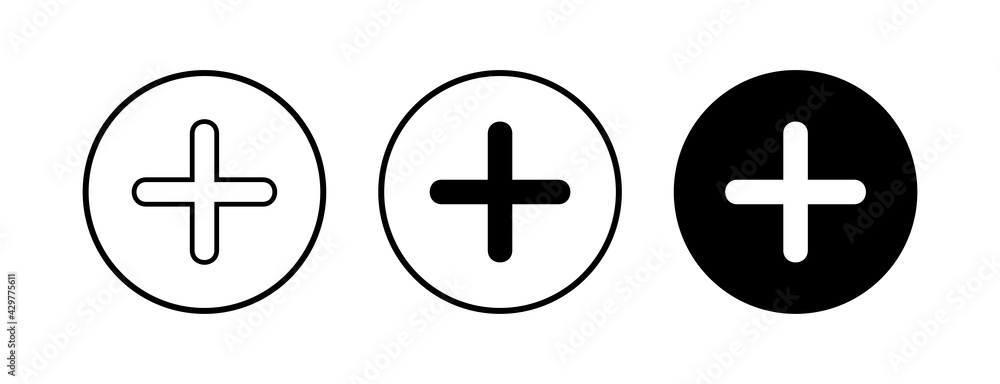 Plus Icons set. Add plus icon. Addition sign. Medical Plus icon Plus Icons set. Add plus icon. Addition sign. Medical Plus icon