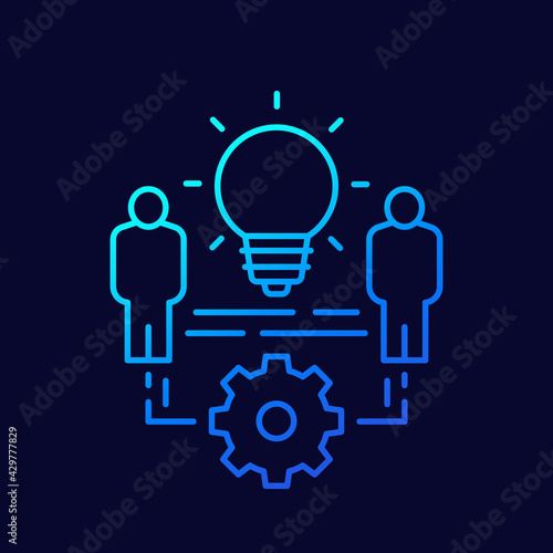 exchange of ideas, thought process line icon, vector