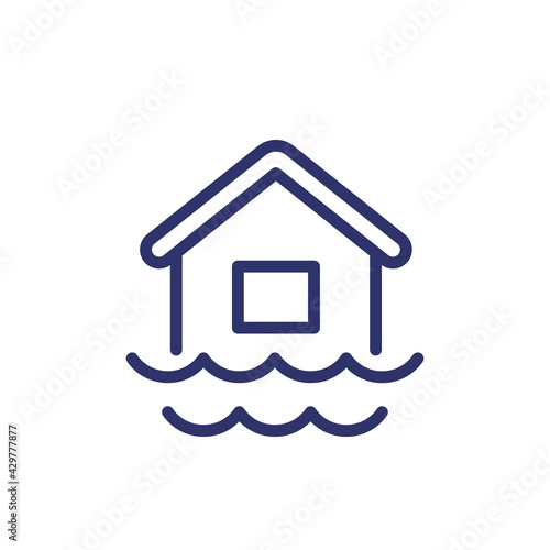 Flood line icon with a house