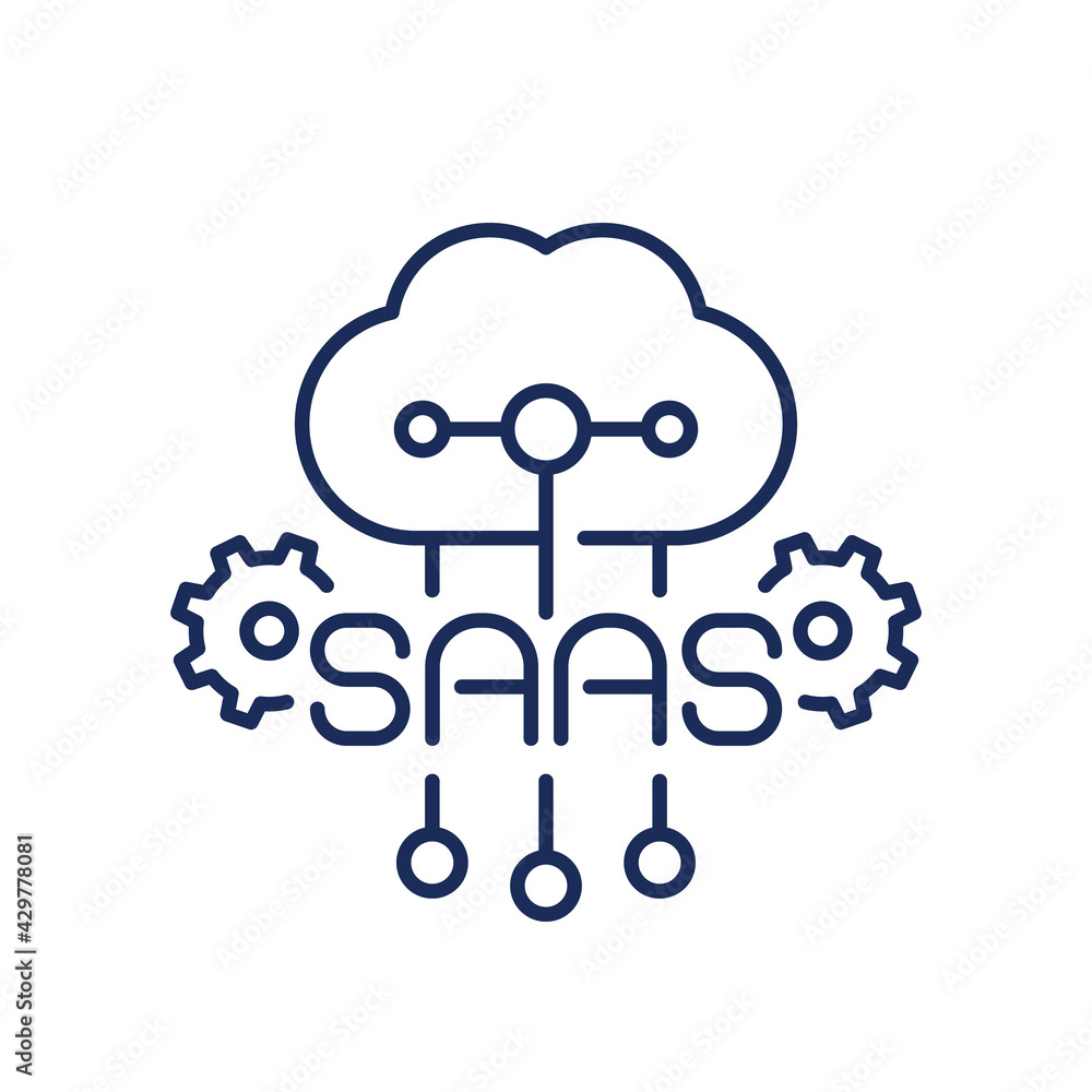 Saas icon, Software as a service line icon with a cloud Saas icon, Software as a service line icon with a cloud