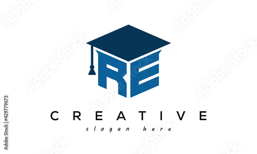 Letter RE Creative Education and Learning logo and icon design