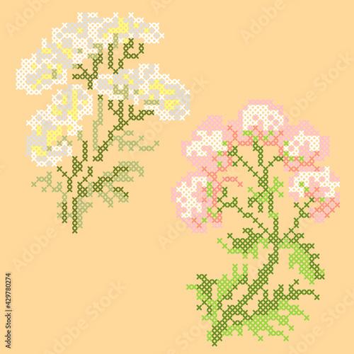 vector art embroidery flowers