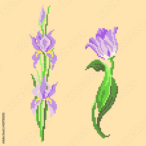 embroidery violet flowers