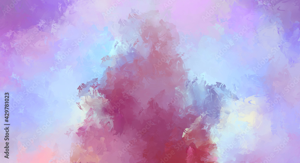 Fototapeta premium 2D illustration of colorful brush strokes. Decorative texture painting. Vibrant paint pattern backdrop.