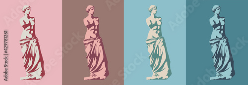 Fotografia Statue of Venus de Milo (goddess of love) in four colors
