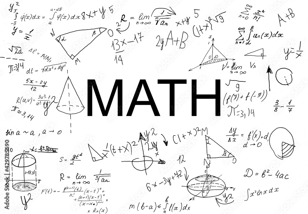 Póster Background with hand written geometry formulas and geometric ...