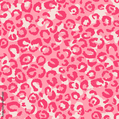 Abstract modern leopard seamless pattern. Animals trendy background. Pink decorative vector stock illustration for print, card, postcard, fabric, textile. Modern ornament of stylized skin