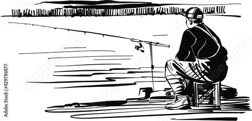 man with a fishing rod on the lake