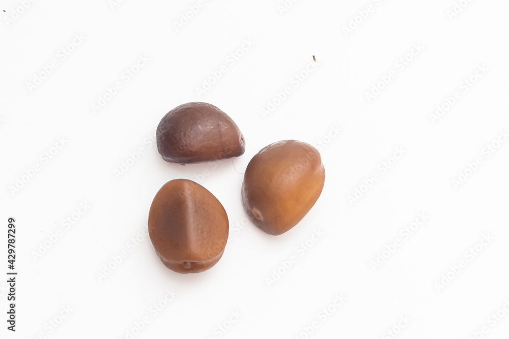 seeds Salak snake fruit isolated on white background with clipping path and full depth of field seeds Salak snake fruit isolated on white background with clipping path and full depth of field