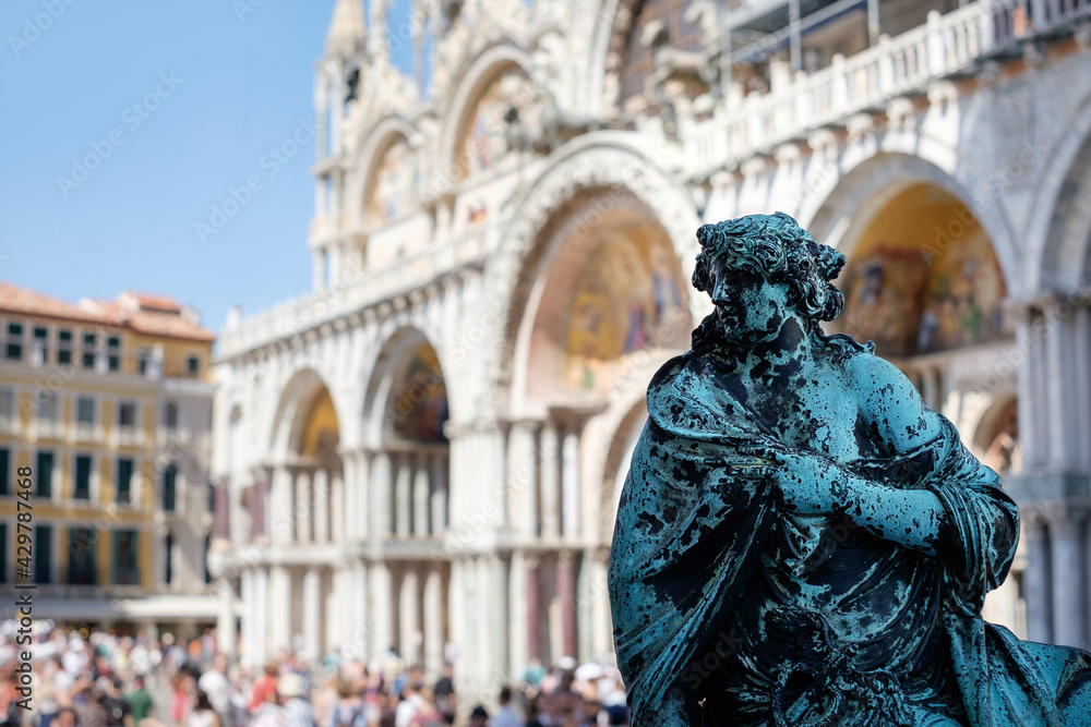 antique statue at Piazza San Marco in Venice, Italy