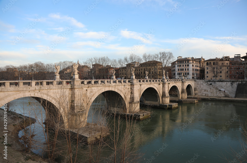 bridge over the river Tiber in Rome, capital of Italy