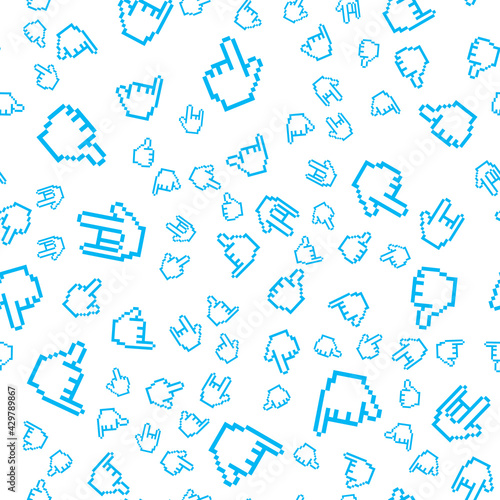 vector pattern of hand gestures. Set of pixel art style icons.